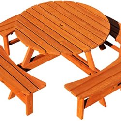 8 Seater Round Wooden Pub Bench Picnic Table Furniture ideal for outdoor patio