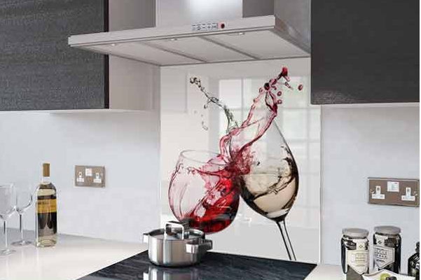 Newmatic Kitchen Appliances Red & White Wine Splashback