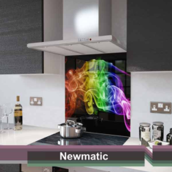 Newmatic Kitchen Appliances Rainbow Smoke on Black Splashback