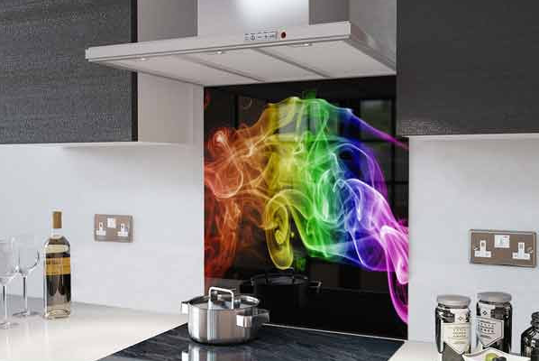 Newmatic Kitchen Appliances Rainbow Smoke on Black Splashback